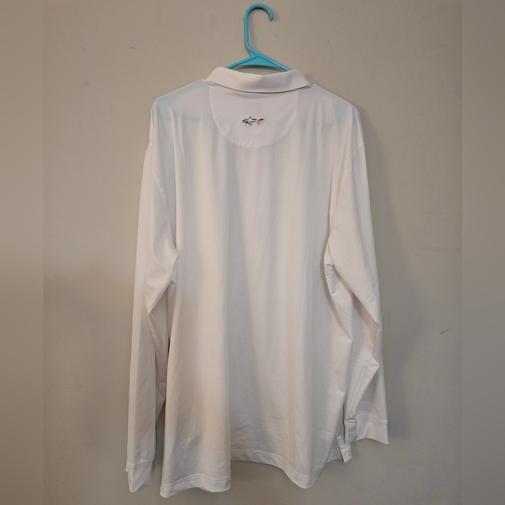 Men's Greg Norman White Long-Sleeve Polo Shirt New With Tags - Picture 5 of 6